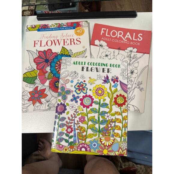 Adult Coloring Books on Florals, finding solace flowers. 3 books in a package. - Picture 1 of 10